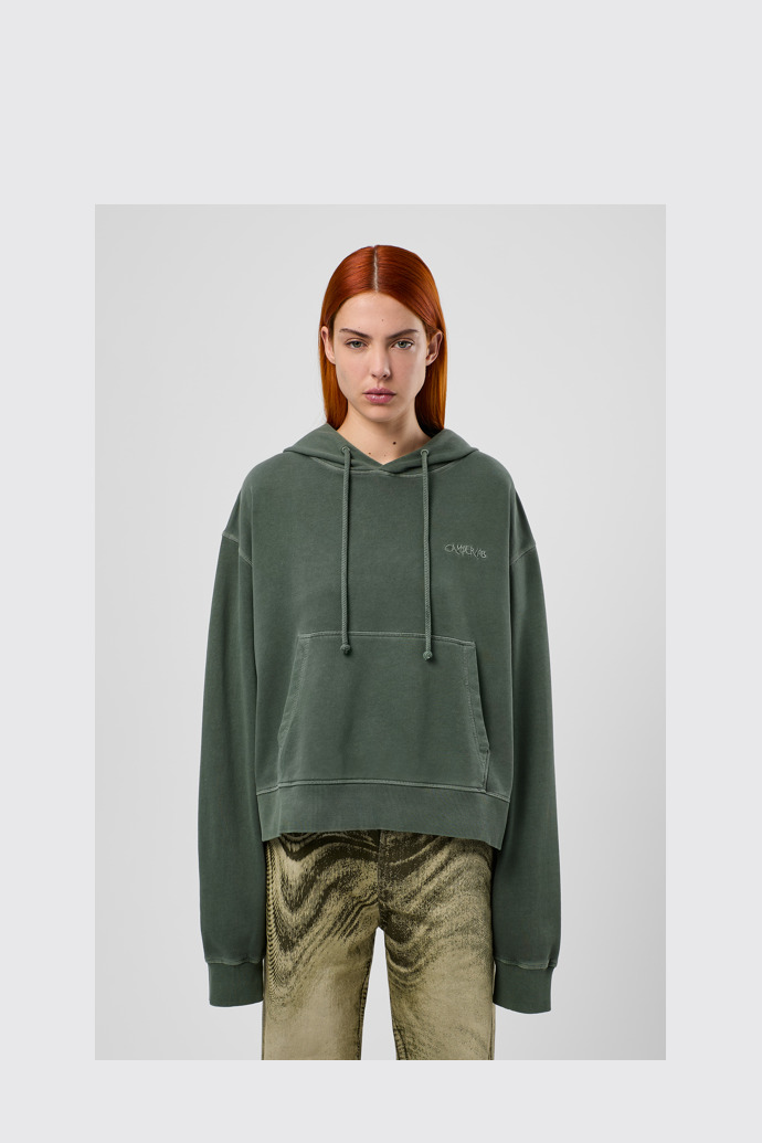 Hoodie Felpa con cappuccio in cotone verde