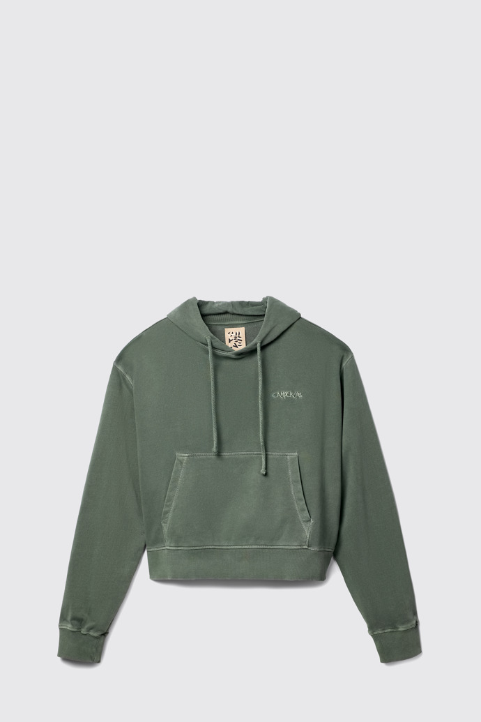 Side view of Hoodie Green Cotton Hoodie