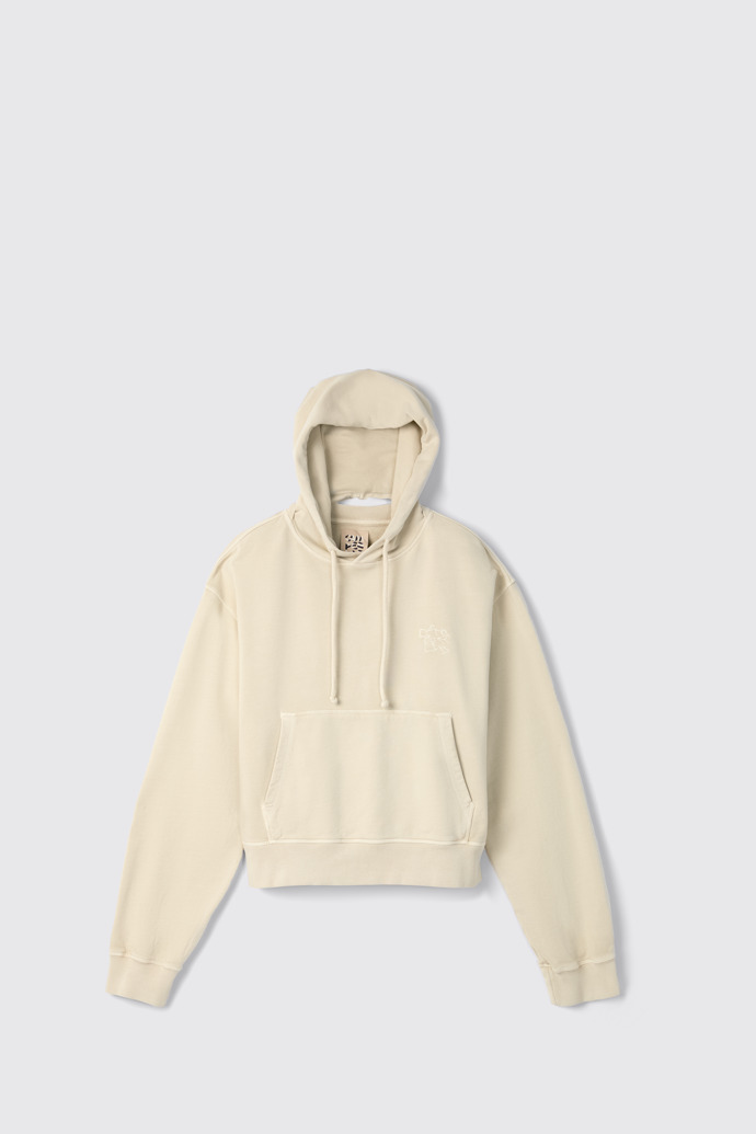 Side view of Hoodie Beige Organic Cotton Hoodie