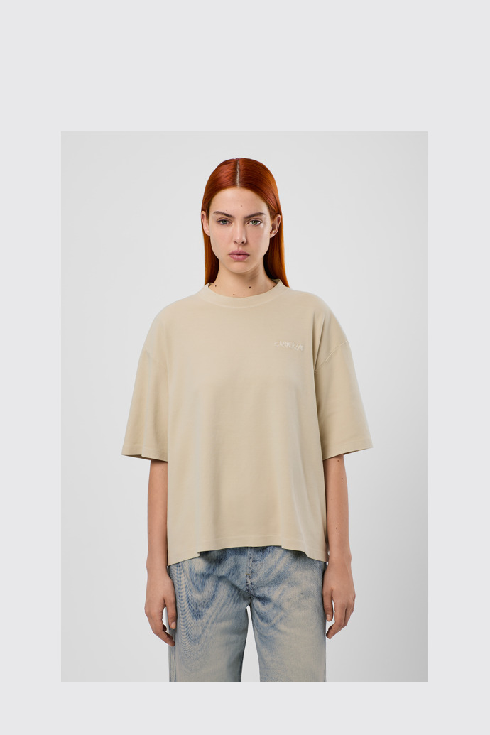 T-Shirt T-shirt en coton beige