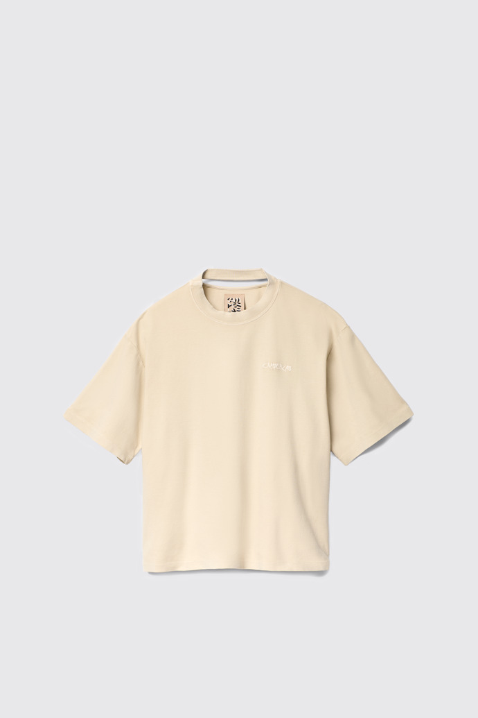 Side view of T-Shirt Beige Cotton T-shirt