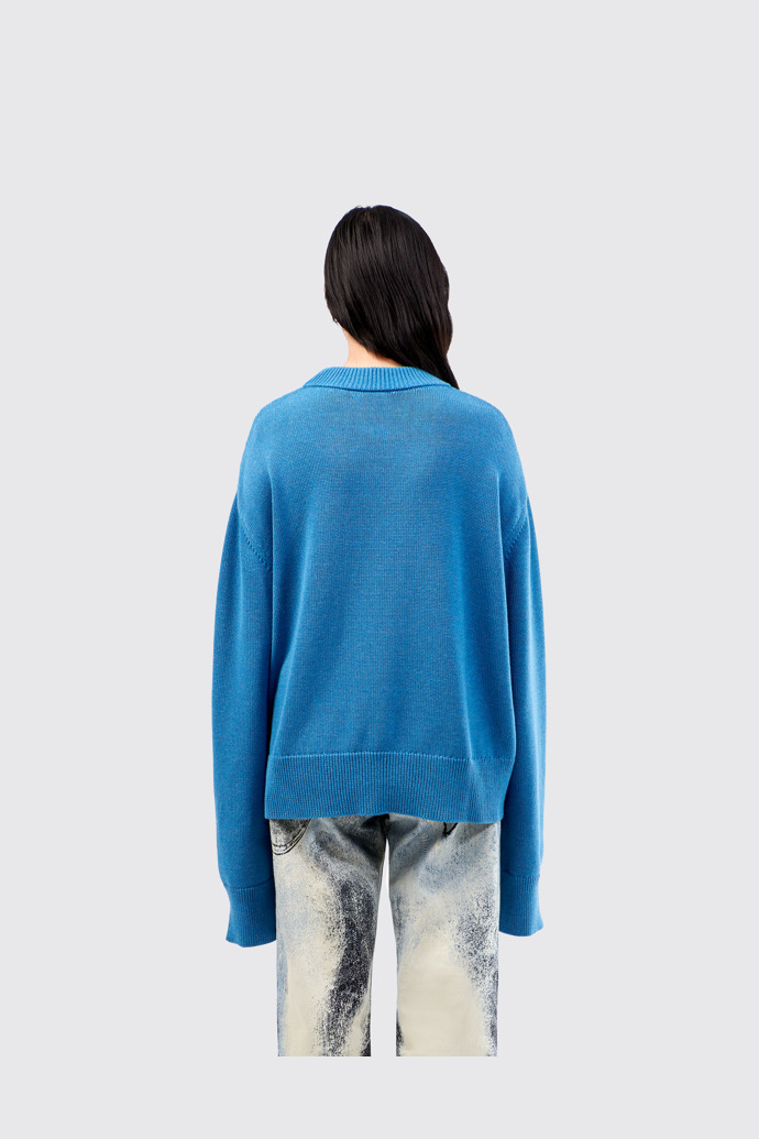 Melange Knit Sweater Gemêleerde blauwe gebreide trui