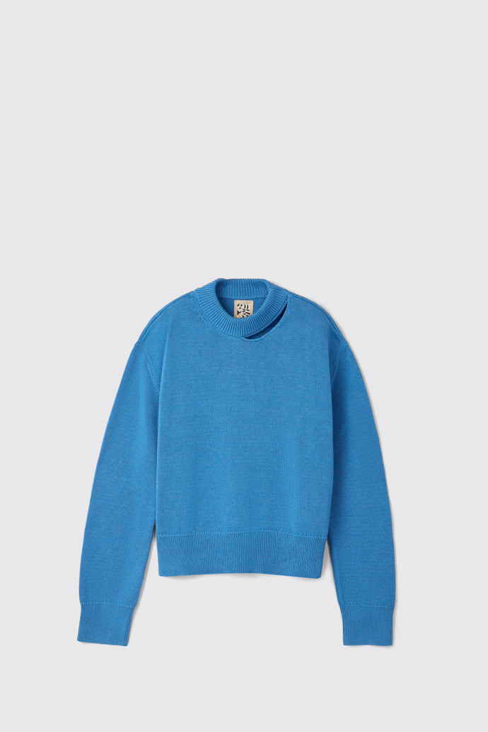 Melange Knit Sweater Gemêleerde blauwe gebreide trui