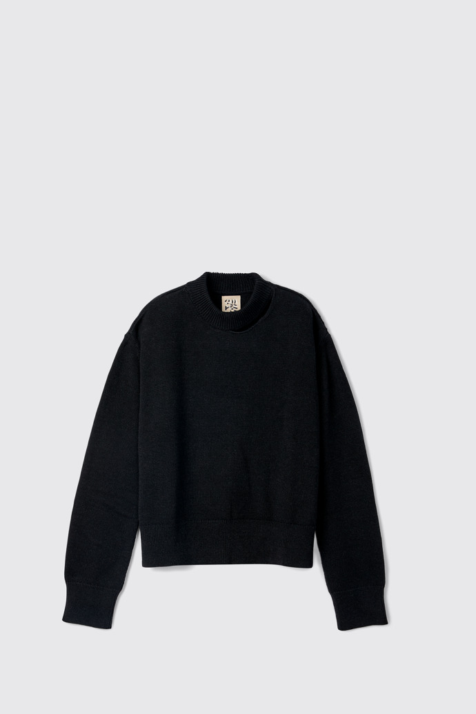 Melange Knit Sweater Jersei de punt negre mesclat