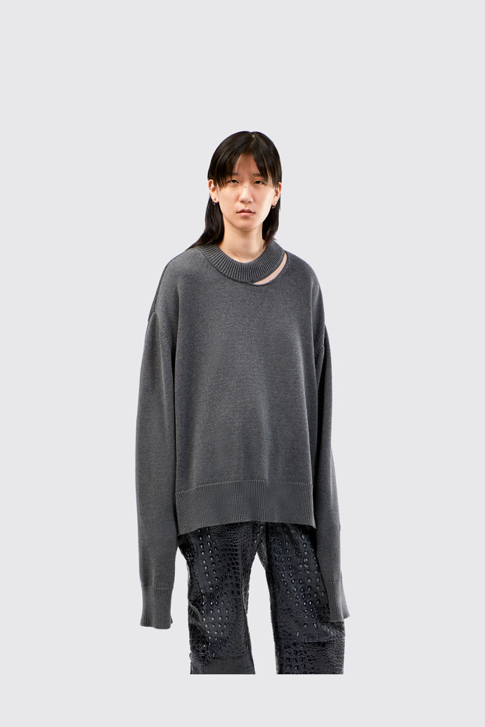 Melange Knit Sweater Gray Melange Knit Sweater