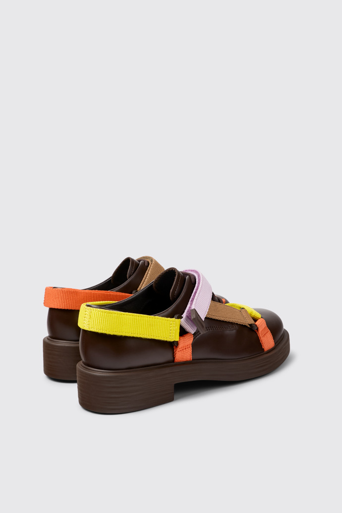 Back view of Twins Multicolored leather and textile shoes for women