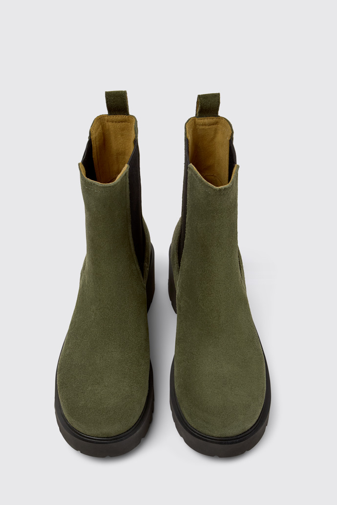 Overhead view of Milah Green Nubuck Ankle Boots for Women