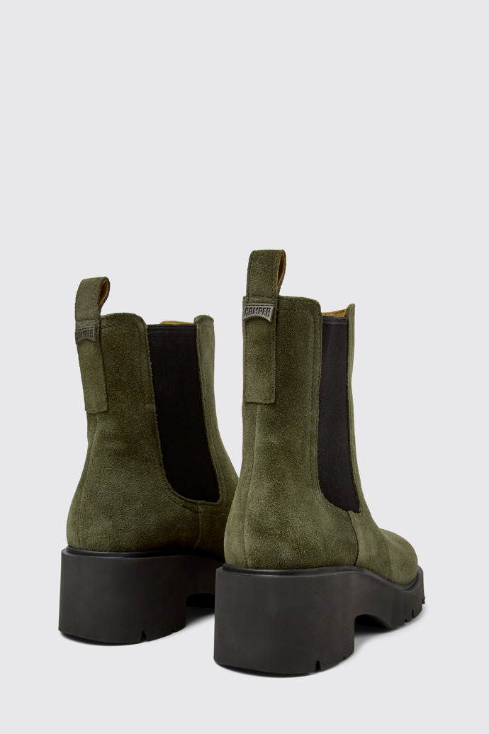 Back view of Milah Green Nubuck Ankle Boots for Women