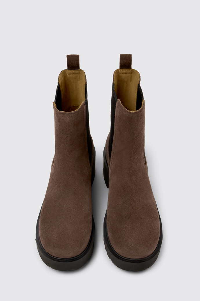 Overhead view of Milah Brown Nubuck Ankle Boots for Women