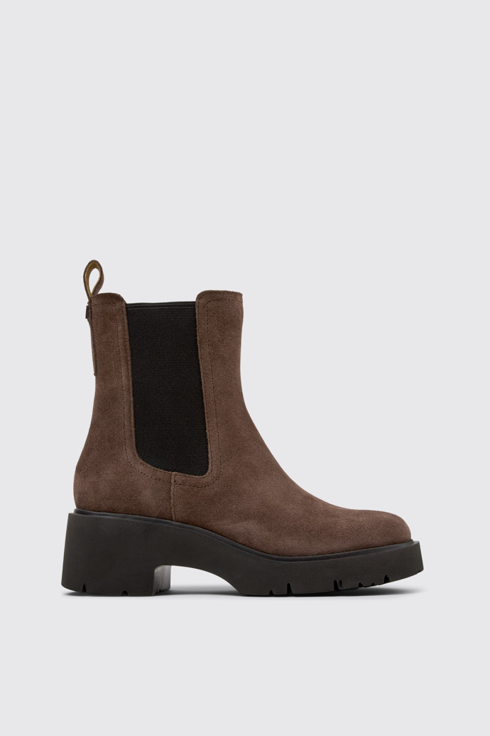 Side view of Milah Brown Nubuck Ankle Boots for Women