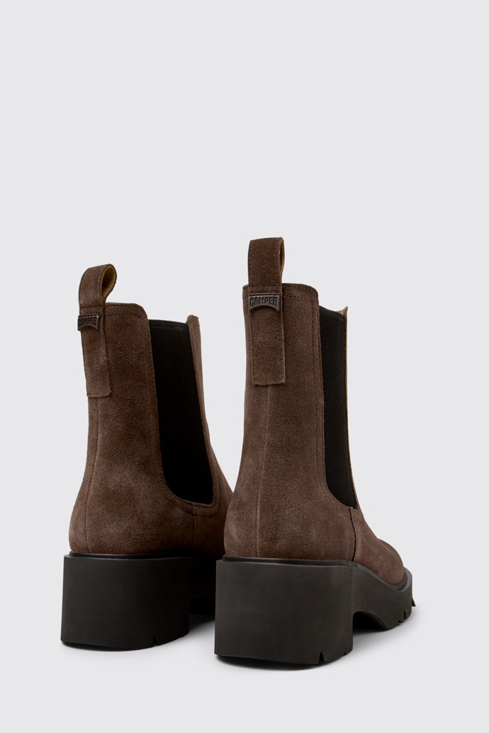 Back view of Milah Brown Nubuck Ankle Boots for Women