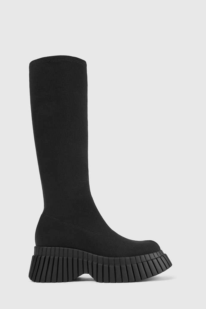 Side view of BCN TENCEL® Black textile boots for women