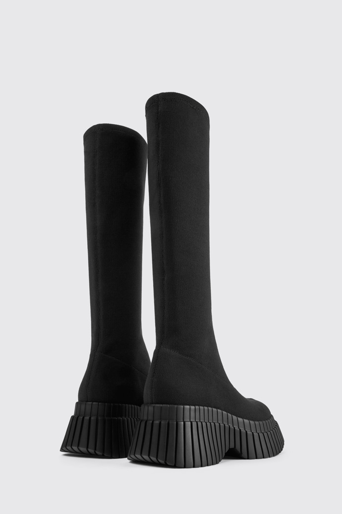 Back view of BCN TENCEL® Black textile boots for women