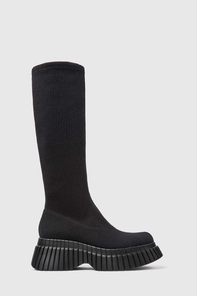 Side view of BCN TENCEL® Black textile boots for women