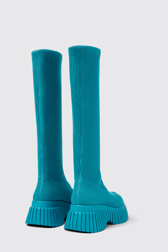 Back view of BCN TENCEL® Blue textile boots for women