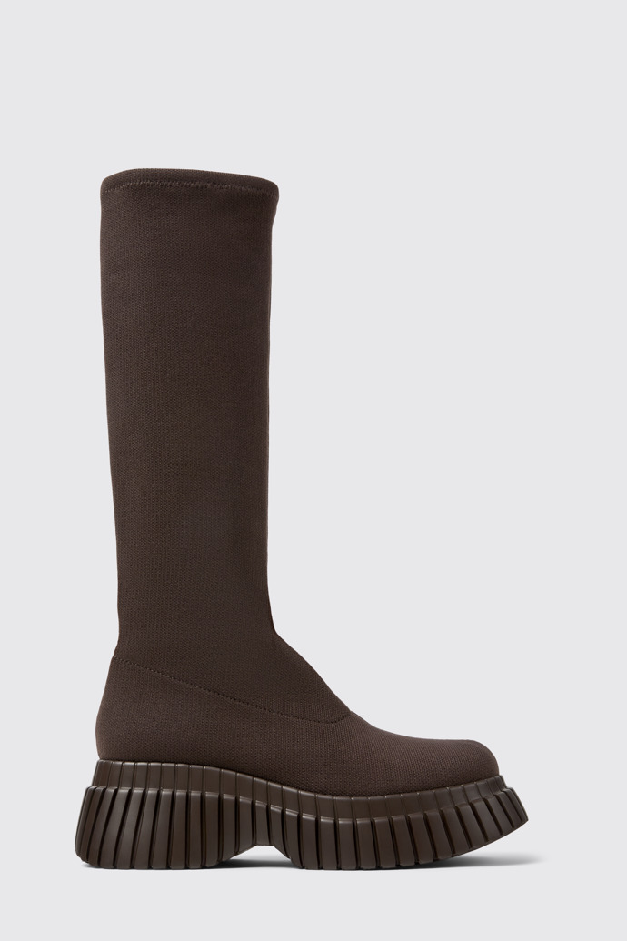 Side view of BCN TENCEL® Brown textile boots for women