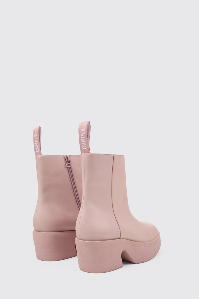 Back view of Billie Pink leather boots for women