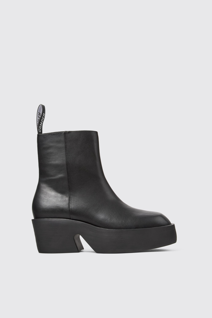 Side view of Billie Black leather boots for women