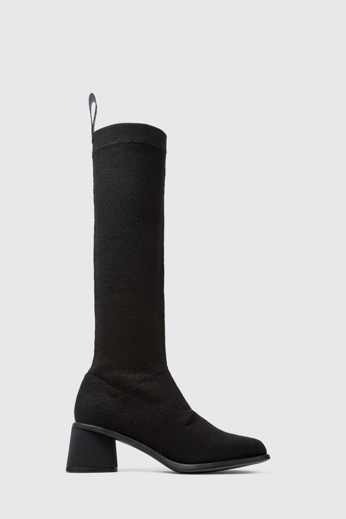 Side view of Kiara TENCEL® Black textile high-boot for women