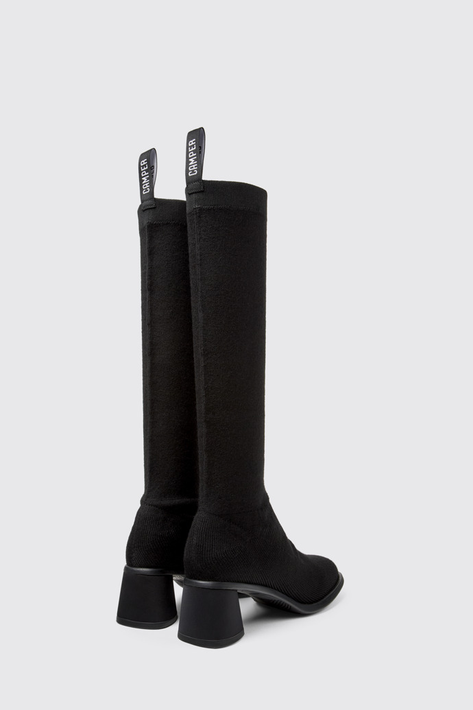 Back view of Kiara TENCEL® Black textile high-boot for women