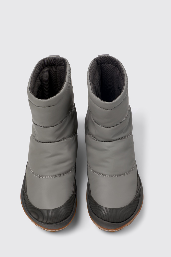 Overhead view of Peu Pista Gray Textile and Leather Boots for Women