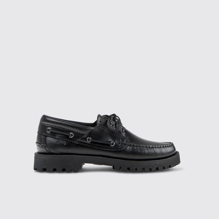 Side view of Nautico Black boat shoe for men