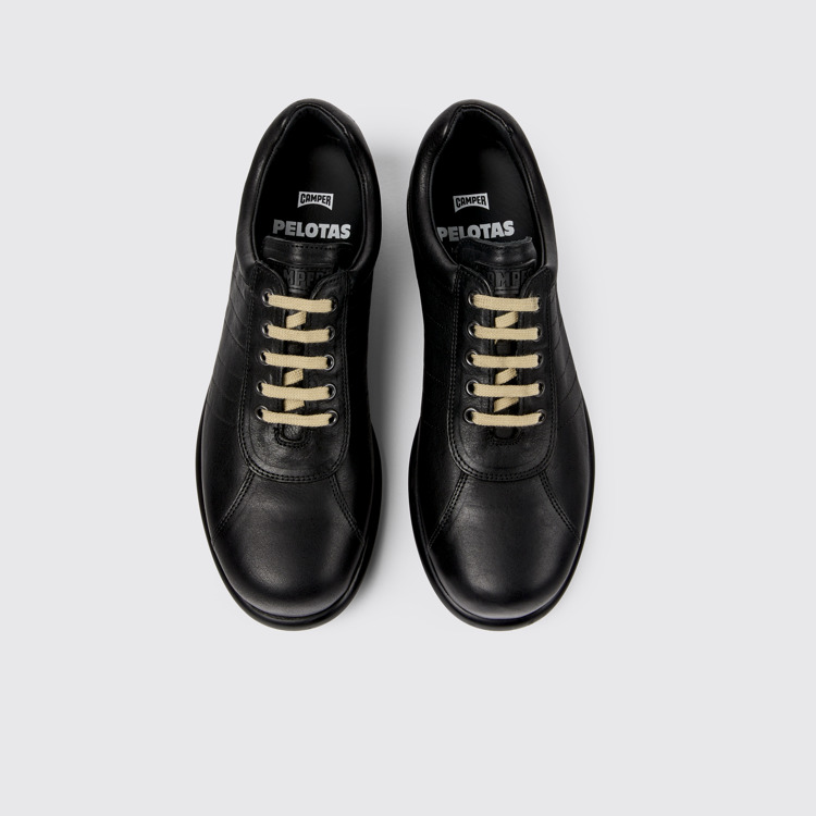 Pelotas Black Leather Men's Shoes.俯角