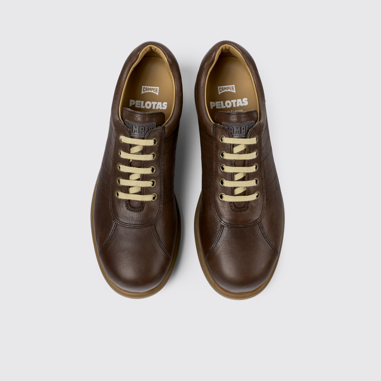 Overhead view of Pelotas Brown Leather Men's Shoes.