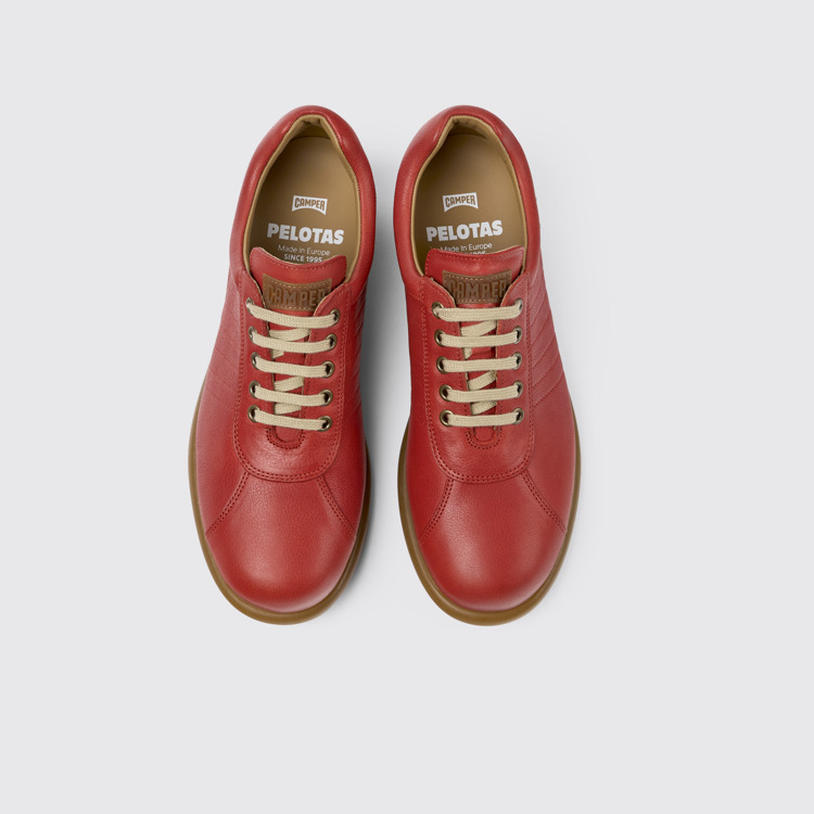 Overhead view of Pelotas Red Leather Oxford Sneaker for Men