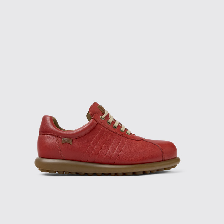 Side view of Pelotas Red Leather Oxford Sneaker for Men