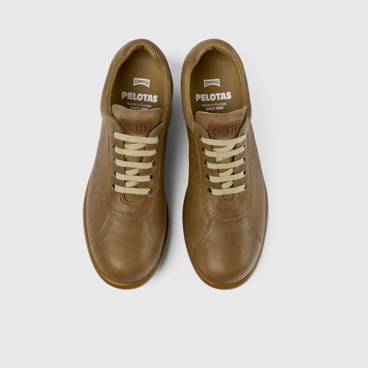 Overhead view of Pelotas Brown Leather Oxford Sneaker for Men