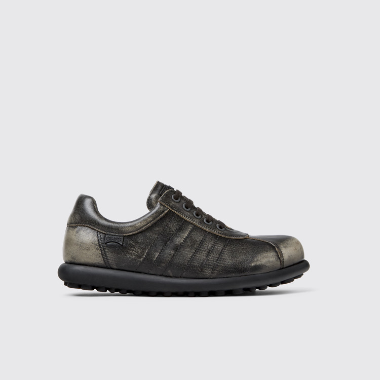 Side view of Pelotas Gray leather shoes for men