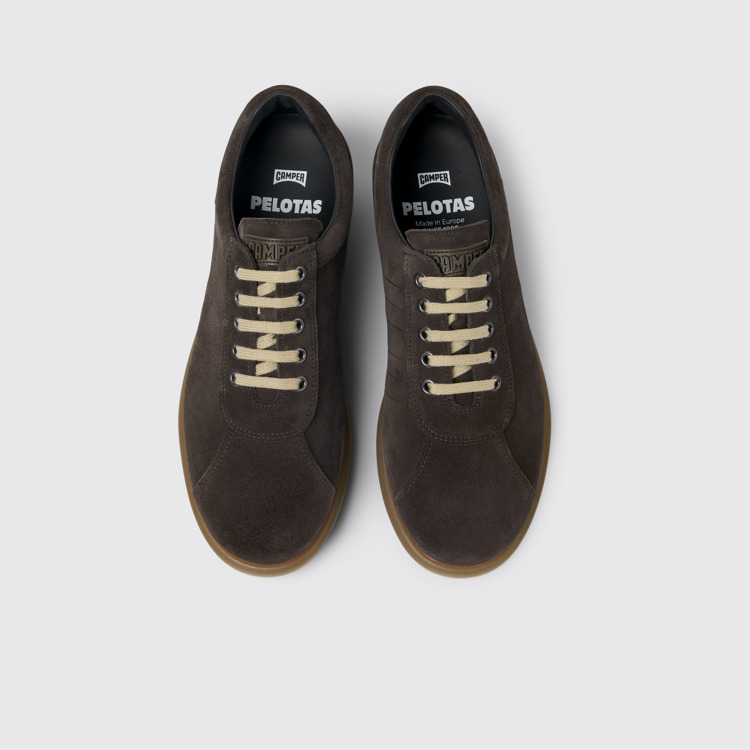 Overhead view of Pelotas Gray nubuck shoes for men