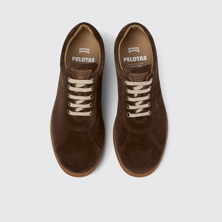 Overhead view of Pelotas Brown nubuck shoes for men