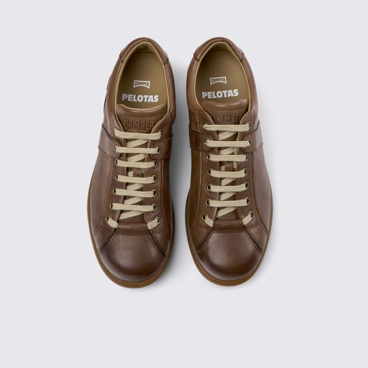 Overhead view of Pelotas Brown Leather Men's Shoes.