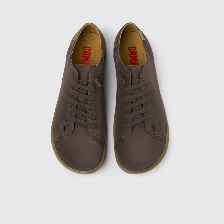 Overhead view of Peu Brown Nubuck Shoes for Men.