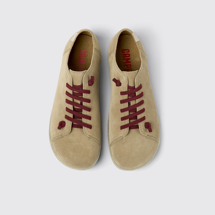 Overhead view of Peu Beige nubuck shoes for men