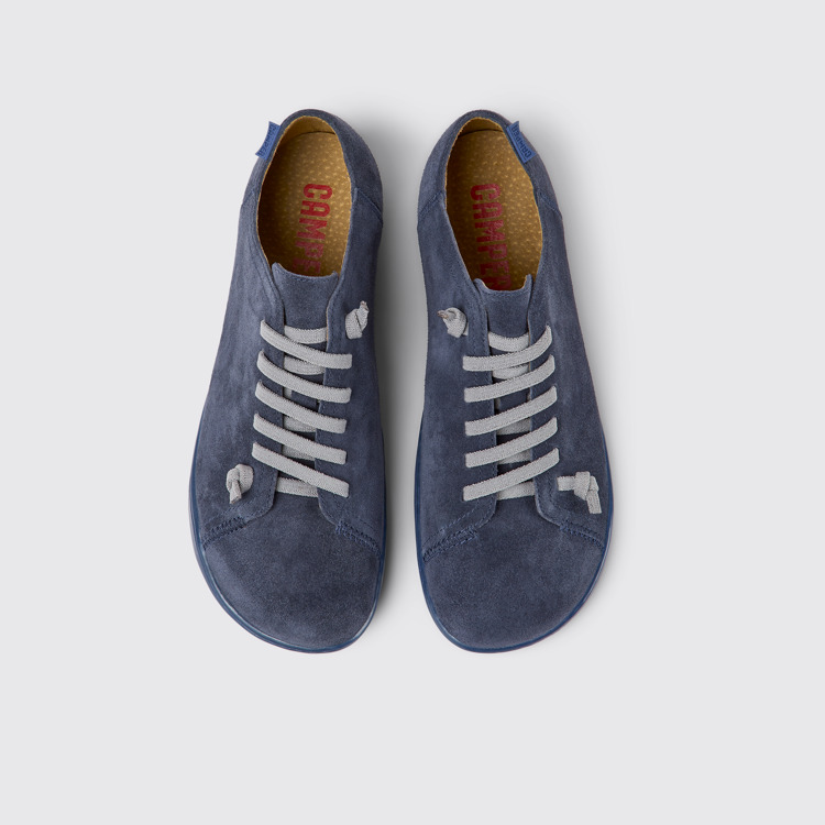 Overhead view of Peu Blue nubuck shoes for men