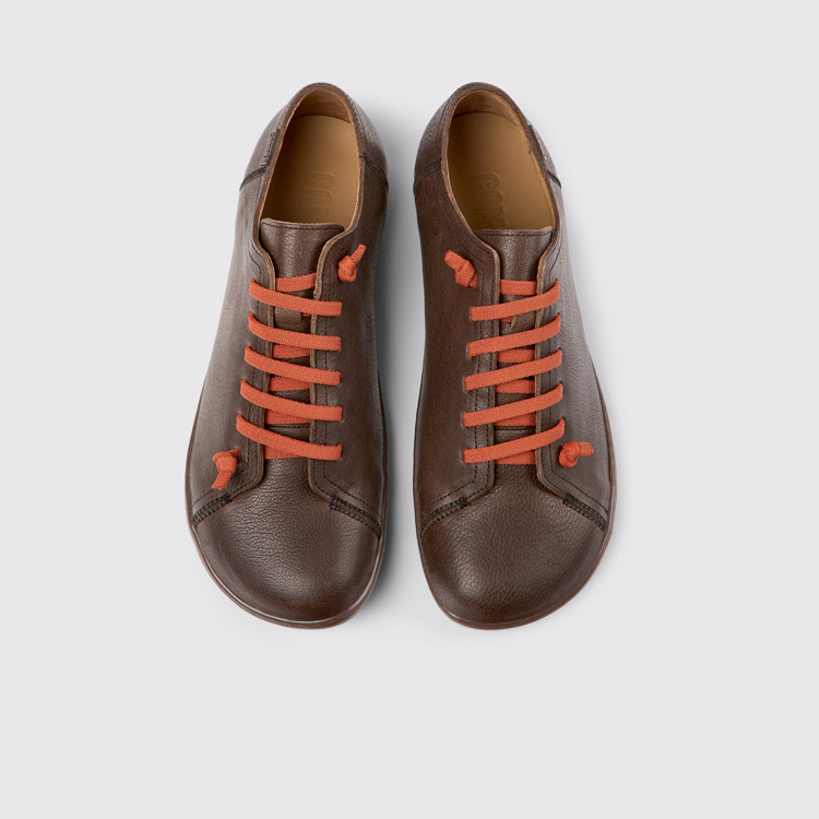 Overhead view of Peu Brown leather shoes for men