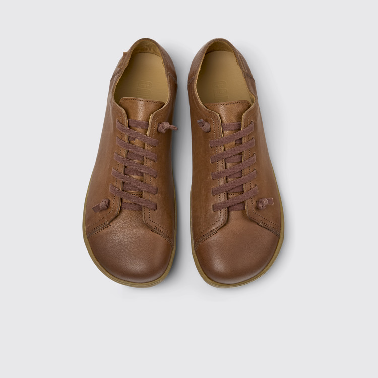 Overhead view of Peu Brown leather shoes for men