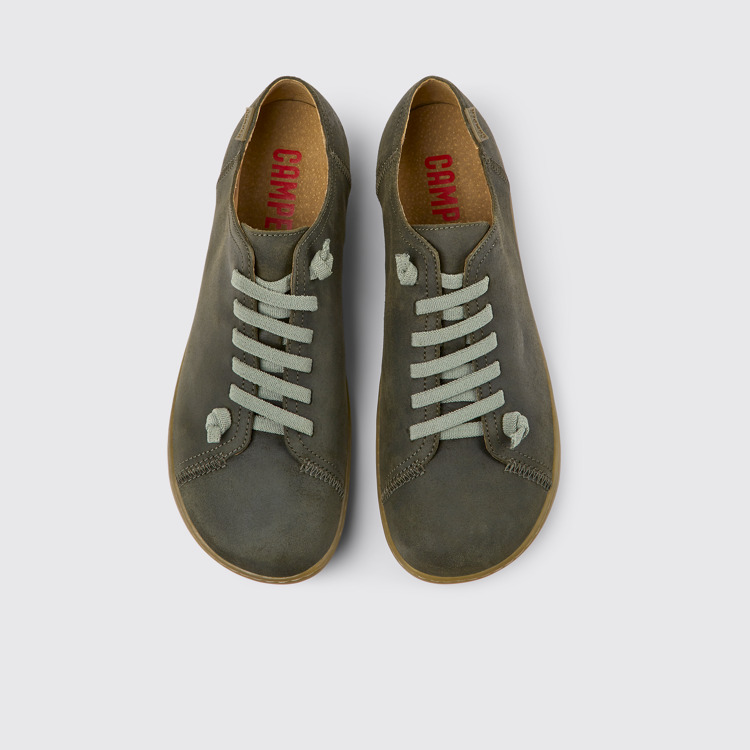 Overhead view of Peu Green-gray nubuck shoes for men