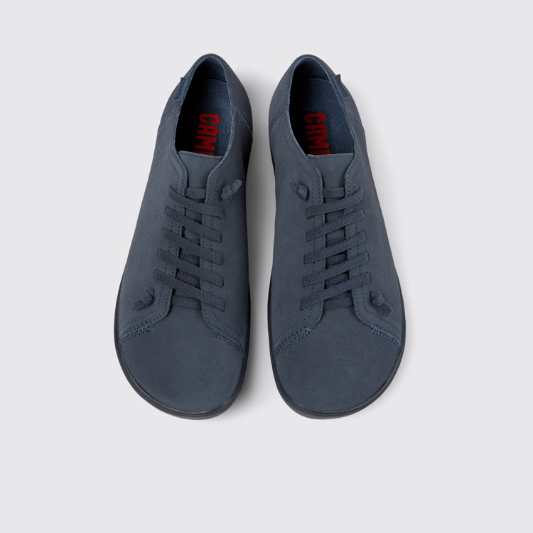 Overhead view of Peu Blue nubuck shoes for men