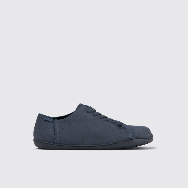 Side view of Peu Blue nubuck shoes for men