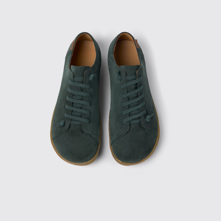 Overhead view of Peu Green nubuck shoes for men