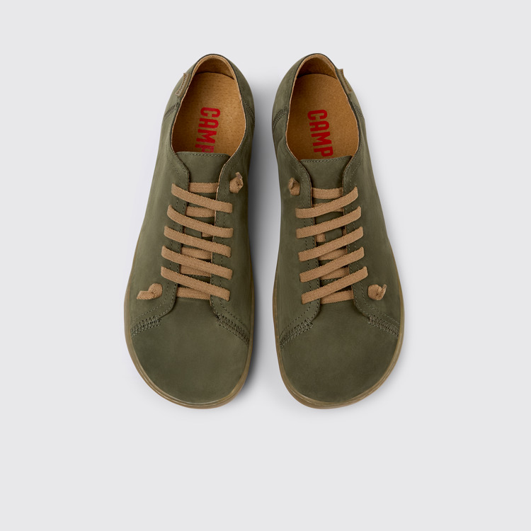 Overhead view of Peu Green nubuck shoes for men