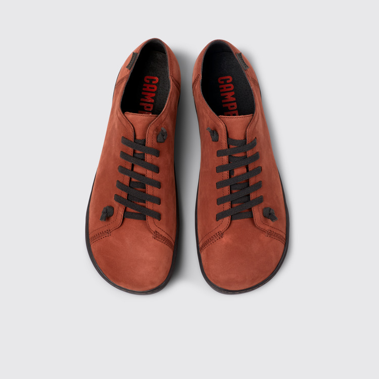 Overhead view of Peu Burgundy nubuck shoes for men