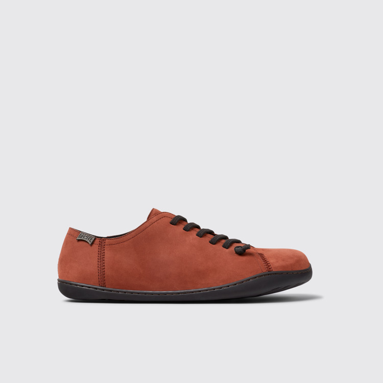 Side view of Peu Burgundy nubuck shoes for men