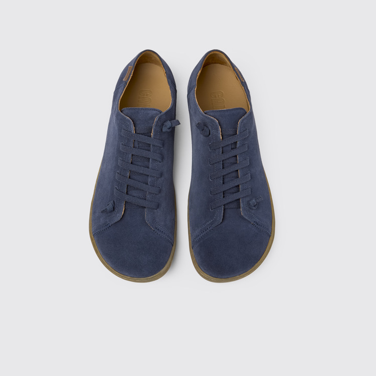 Overhead view of Peu Blue nubuck shoes for men