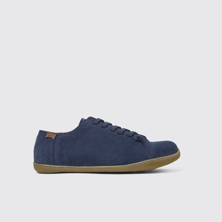 Side view of Peu Blue nubuck shoes for men