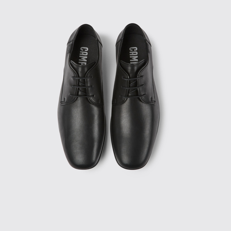 Overhead view of Mauro Black leather shoes for men